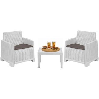 Dmora Set Salotto da Esterno Rosta, Salottino Outdoor 2 Posti, un Tavolino Made in Italy, Bianco