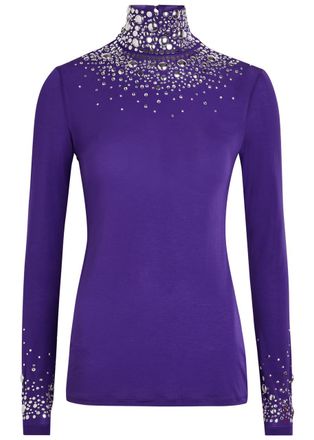 Paco Rabanne Stud-embellished Stretch-jersey top - Violet - 38 (UK10 / S)