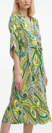 Joseph Ribkoff Abito midi con cintura e stampa paisley - Verde