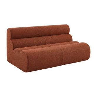 Sweeek Sof&aacute; envasado al vac&iacute;o de borreguito texturizado, 2 plazas, terracota