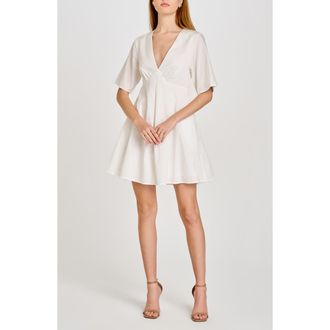 Wayf Zelma Short Sleeve Babydoll Minidress in Ivory at Nordstrom Rack, Size X-Small