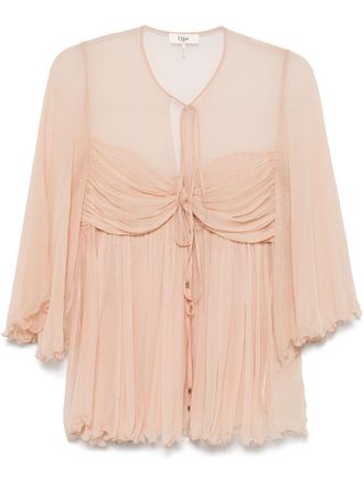 Chloé pleated silk top - women - Silk - 36 - Neutrals