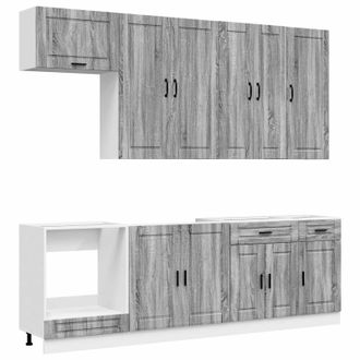 vidaXL Unidad De Cocina Porto 8 Uds. Sonoma Gris Madera De Ingenier&iacute;a Vidaxl
