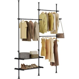 SoBuy Sobuy Perchero De Pie Con 2 Estantes Negro 42,01x195x295cm Funcional Frg34-ii-sch