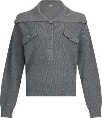 Liu Jo Maglia con maxi collo - Dames - Polos - Grijs - S - Polyester - Tops