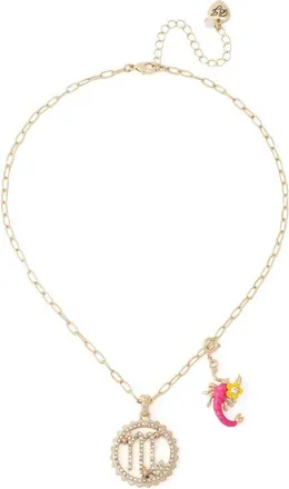 Betsey Johnson Gemini Charm Pendant Necklace in Pink-Scorpio at Nordstrom