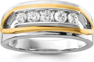 Diamond2Deal 14k Two-tone Lab Grown Diamond Wedding Band Ring 1/2Ct Clarity- VS Color- G-H