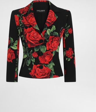 Dolce & Gabbana Rose-print Charmeuse Single-breasted Jacket - Woman Blazers Multicolor 38