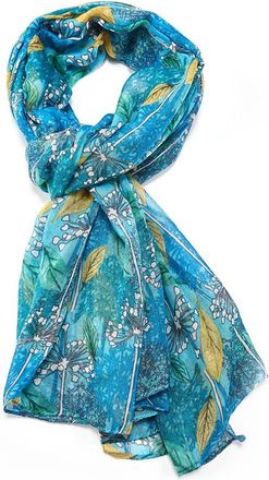GlamLondon Womens Allium Floral Print Scarf Super Soft Wrap (Turquoise)