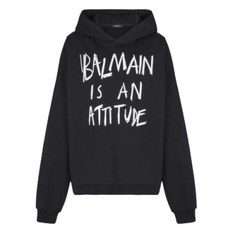 Balmain Logo Hoodie - Heren - Hoodies - Zwart - L - Katoen - Hoodies & sweatvesten