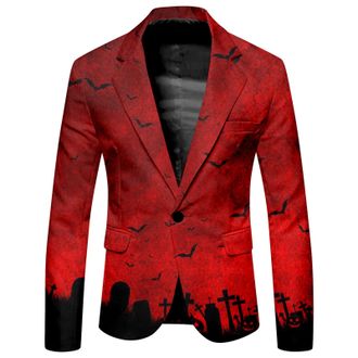 Generic Rrongwn Halloween Suit Jacket Mens Halloween Costume Festive Jacket Casual Slim Fit Jacket Fashion Leisure Jacket Modern Tuxedo Sporty Leisure Blazer 