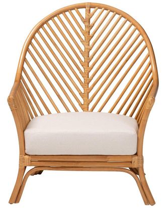 Baxton Studio Lisabon Bohemian Rattan Arm Chair