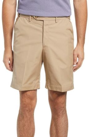 Berle Prime Flat Front Poplin Shorts in Tan at Nordstrom, Size 32