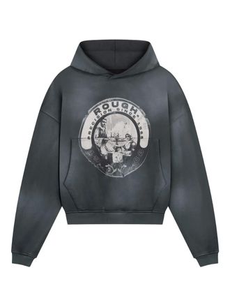 Rough. graphic-print hoodie - unisex - Cotton - S - Grey