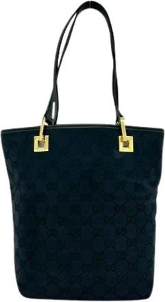 Gucci Pre-owned Tote Bags, female, Black, Size: ONE SIZE Pre-owned Canvas Tote Bag