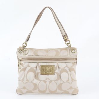 Coach Beige Gold Handbag Shoulder Bag Tote Bag (Pre-Owned)