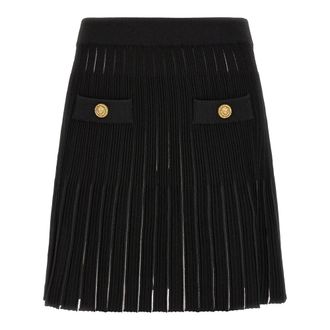 Balmain Flared Knit Mini Skirt - female - Balmain - Short Skirts - Black - 2XS - Skirts