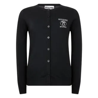 Moschino Elegant Cardigan with Buttons and Collar - female - Moschino - Cardigans - Black - 2XL - Knitwear