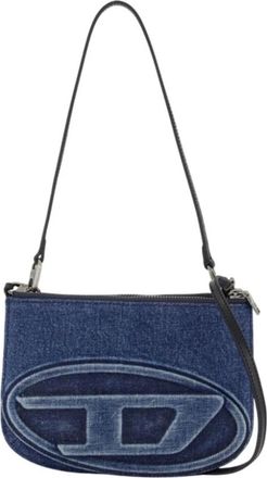 Diesel Blauwe Katoenen Twin Pouch met Ketting - Dames - Schoudertassen - Blauw - ONE Size - Katoen - Tassen