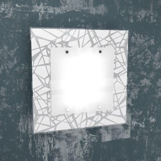 Top-Light Applique Contemporanea Stripes Metallo Bianco Vetro Serigrafato 2 Luci E27