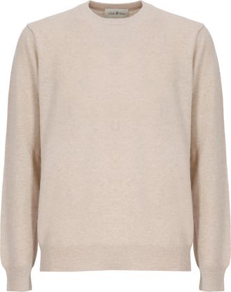 Della Ciana Beige Wool-Blend Crew Neck Sweater
