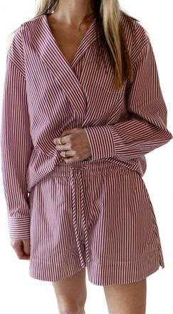 House of Dagmar Drawstring Waist Boxer Short In Red Stripe