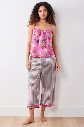 Printfresh Cami & Ruffle Crop Pants Set in Fuchsia Berry at Nordstrom, Size Xx-Small