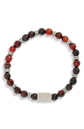 Clifton Wilson Mens Dark Red & Black Stone Beaded Bracelet at Nordstrom