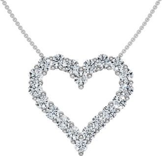 Pompeii3 1Ct Diamond Heart Pendant 14k Gold Lab Grown 3/4 Tall Necklace