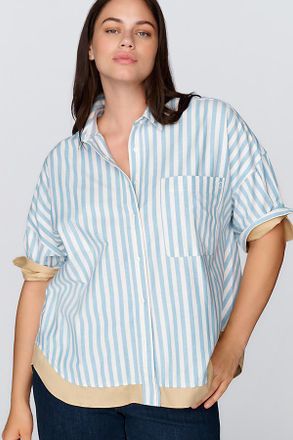 Maeve Mabel Contrast Boxy Oxford Shirt Top