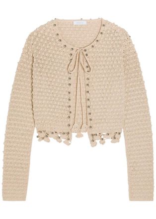 Paco Rabanne Bead-embellished Crochet Cotton Cardigan - Ecru - S (UK8-10 / S)