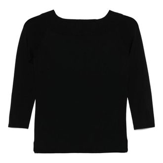 Roberto Collina Round-neck Knitwear, female, Black, Size: XS Off Shoulder Womens Knitwear