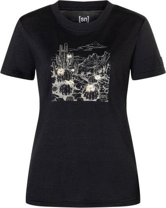 super.natural Cactus World Bio Jersey Tee Merinoshirt f&uuml;r Damen | schwarz/ various