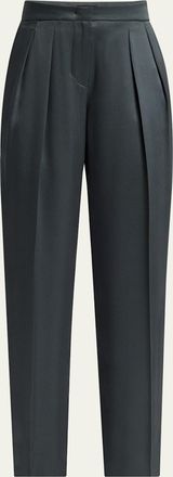 Giorgio Armani Silk Satin Pleated Straight-Leg Trousers