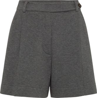 Brunello Cucinelli Shorts in misto cotone con spacchi frontali - Grigio