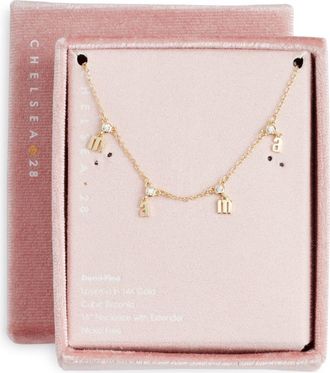 Chelsea28 Demi Fine Cubic Zirconia Mama Charm Necklace in Clear- Gold at Nordstrom