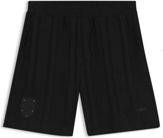 BOSS Cotton-jersey shorts with matte and lustrous stripes