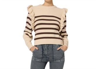 Cleobella Blair Stripe Sweater In Cream / Brown