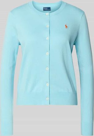 Polo Ralph Lauren Strickjacke mit Logo-Stitching in Bleu, Größe XS