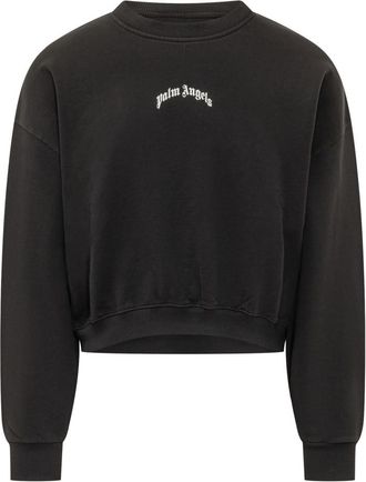 Palm Angels Black Logo Crew Neck Sweatshirt