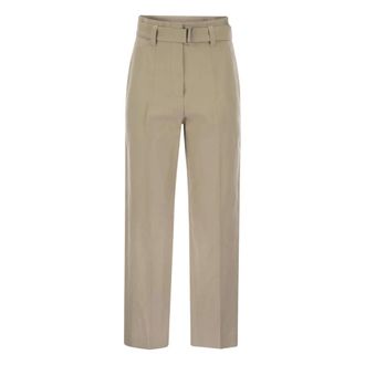 Brunello Cucinelli Broek met ceintuur - Dames - Broeken - Beige - Maat: XL