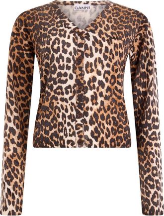 Ganni Merino Vest met Print - Dames - Vesten - Bruin - M - Wol - Truien & Vesten