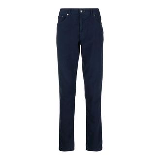 Hackett Pantaloni a gamba dritta in moleskine con patch logo - - Trousers - Uomo - Blu - W33