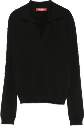 Max Mara Bobble Knit V-Neck Trui - Dames - V-hals truien - Zwart - S - Truien & Vesten