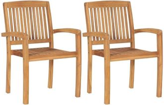 vidaXL Vidaxl - Sillas de comedor de jardín apilables 2 uds madera maciza teca