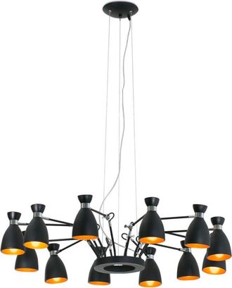 Faro Barcelona Retro 12l L&aacute;mpara Colgante Negro Y Cobre 20048