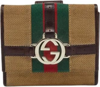 Gucci Pre-owned Wallets, female, Beige, Size: ONE SIZE Pre-owned Canvas Wallet