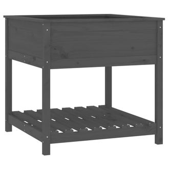 Berkfield Home Planter with Shelf Grey 82.5x82.5x81 cm Solid Wood Pine