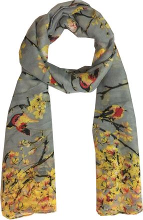 World of Shawls New Ladies Womens Celebrity Style Long Scarf Scarves Maxi Sarong Sale (New Silver Birds)