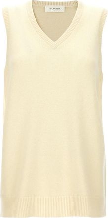 Sportmax Gimmy Vest - Dames - V-hals truien - Geel - S - Wol - Truien & Vesten